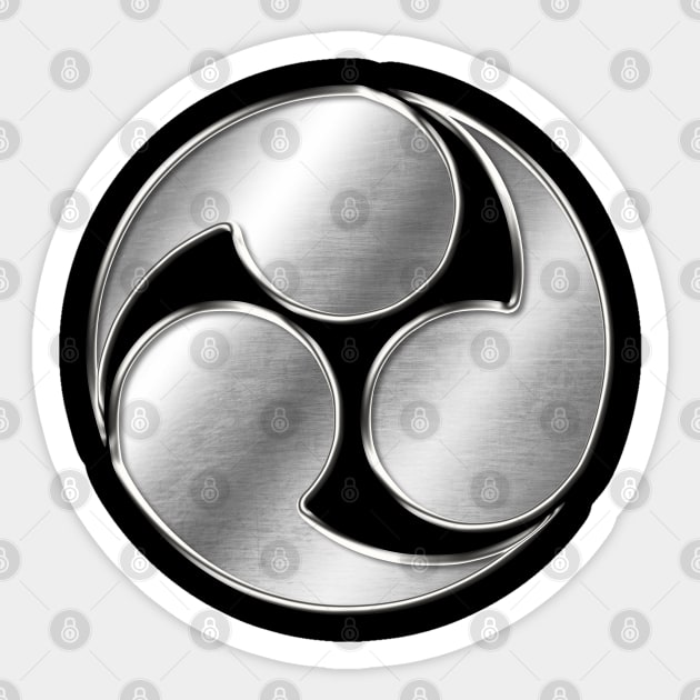 Kobayakawa Clan Kamon Silver Chrome Sticker by Takeda_Art